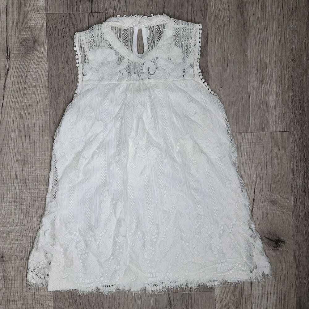 Paper + Tee white lace floral bridal bride sleeveless tank top size S